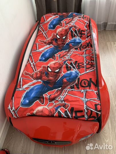 Детская кроватка машинка с матрасом