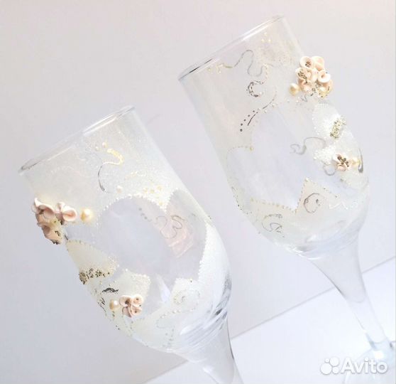 Свадебные бокалы ручной работы