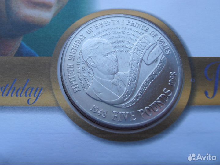 Великобритания 5 фунтов 1998 г. 50 лет принцу Чарл