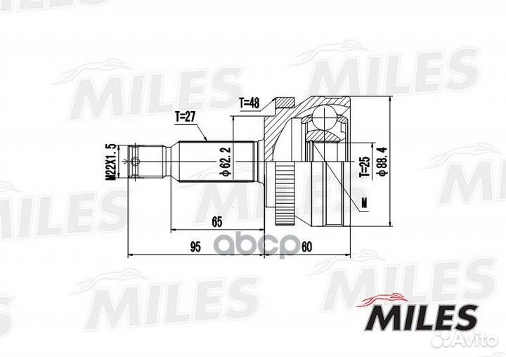 Шрус hyundai tucson 2.0 04- нар.(ABS) GA20174 M