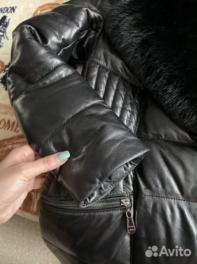Кожаный пуховик
