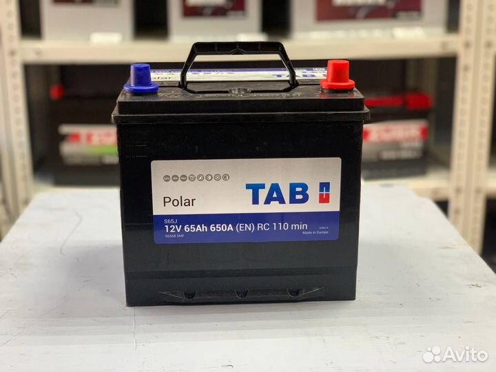 Аккумулятор 65Ah TAB пусковой 650A D23L