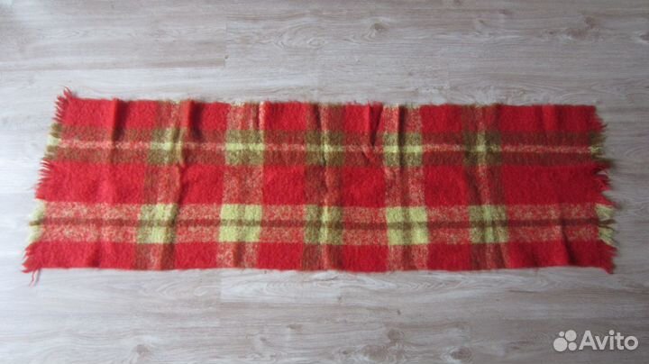 Шарф шерстяной красный клетчатый СССР