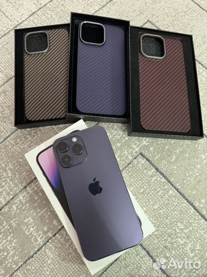 Чехол на iPhone 14 pro мах карбон