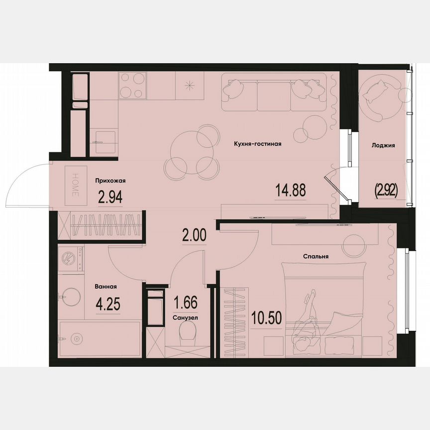 1-к. квартира, 37,7 м², 2/12 эт.