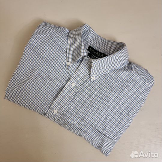 Рубашка Ralph Lauren 17 1/2голубая клетка оригинал