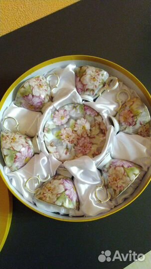 Чайный сервиз кружки блюдца в коробке