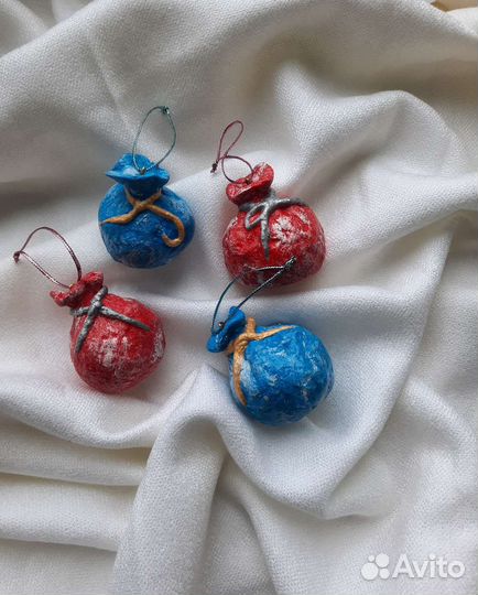 Ватная игрушка на ёлку дед мороз