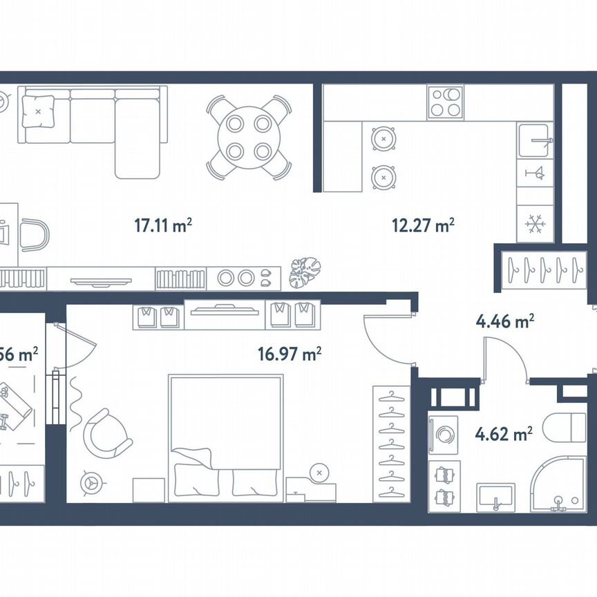 1-к. квартира, 57,2 м², 10/11 эт.