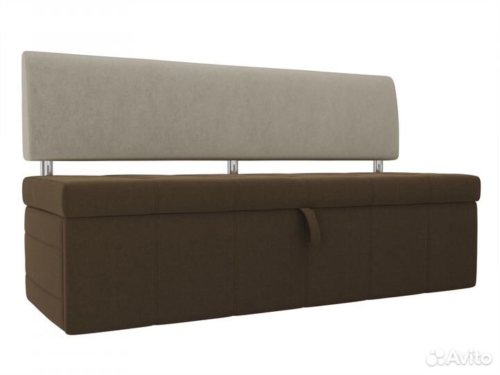 Диван кухонный прямой Стоун, микровельвет, коричне