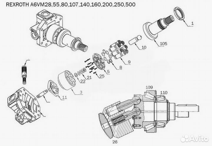 Поршень для гидромотора Bosch Rexroth A6VM140