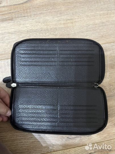 Мужской портмоне,коричневый,натуральная кожа