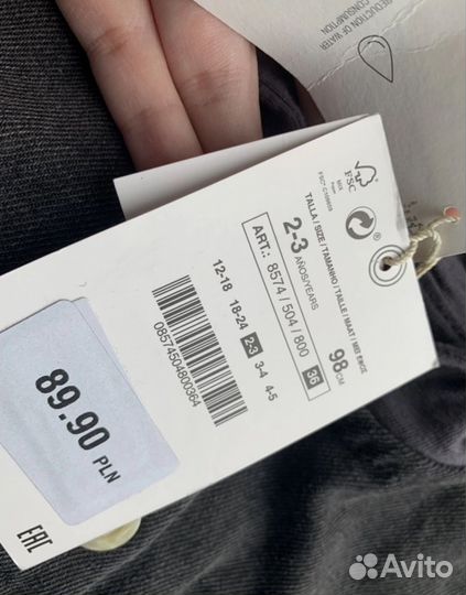 Джинсовое латье Zara, 3 года (98 см), Оригинал