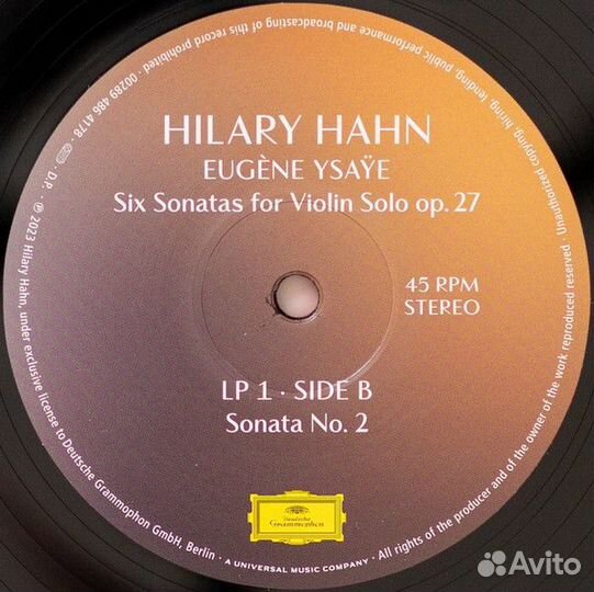 Виниловая пластинка Hahn, Hilary - Ysaye: Six Sonatas For Violin Solo Op. 27 (180 Gram Black Vinyl 2