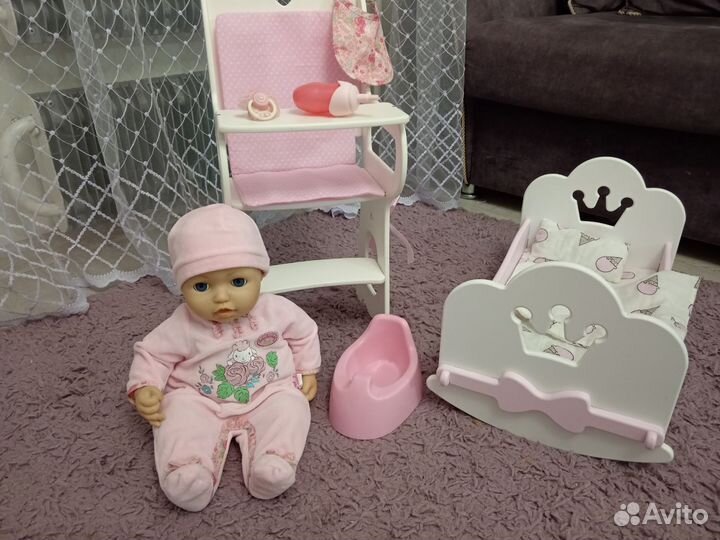Кроватка, стульчик для кормления, бэби Анабель
