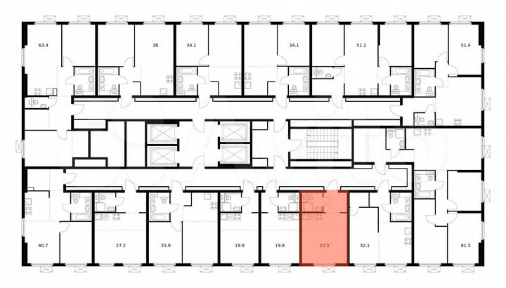 Квартира-студия, 23,5 м², 30/33 эт.
