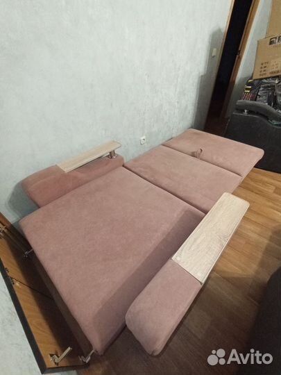 Диван прямой раскладной Новый, розовый