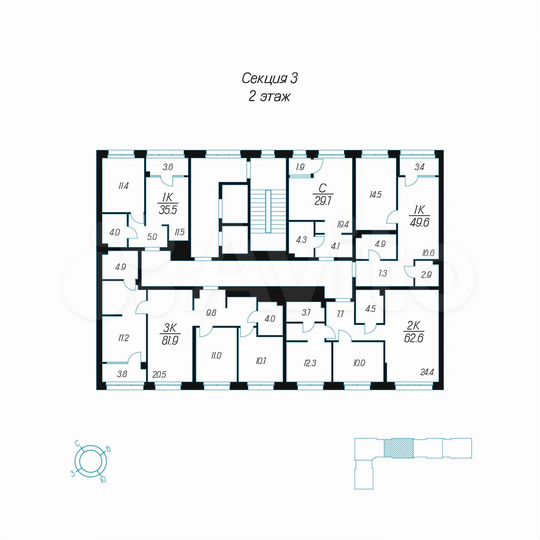 3-к. квартира, 81,9 м², 2/24 эт.