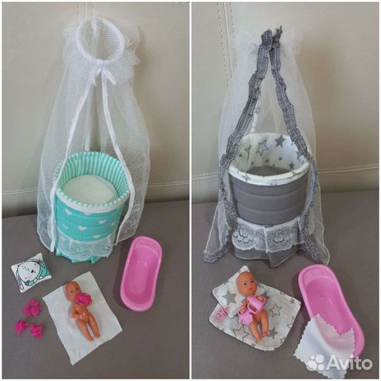 Кроватка с малышом для барби