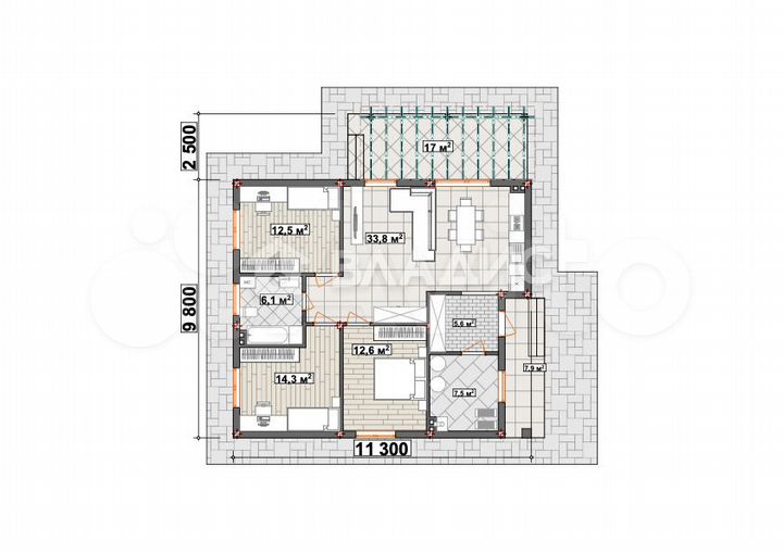 Дом 93 м² на участке 5 сот.