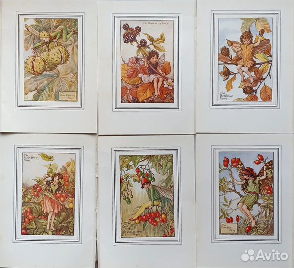 Редкие Антикварные литографии Феи Цветов 1927