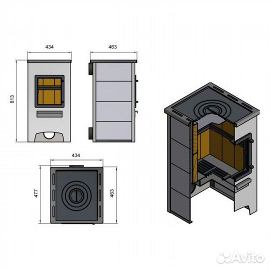 Печь-камин Etna (Этна) дт-4С
