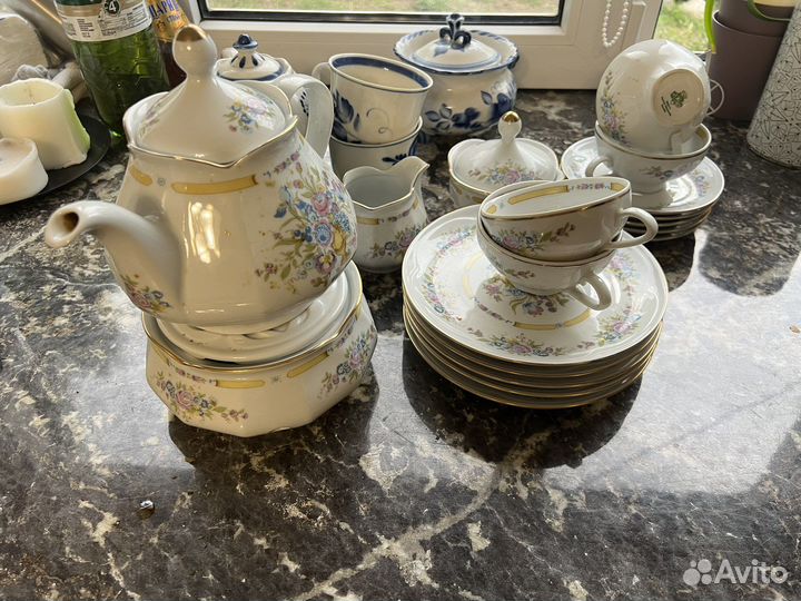 Набор посуды ГДР, Гжель