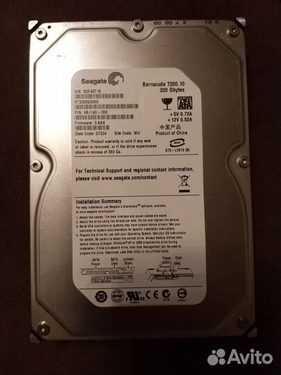 Жесткий диск seagate Barracuda 7200.10 320Gb