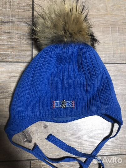 Шапка осень-зима с натуральным помпоном р.42-44