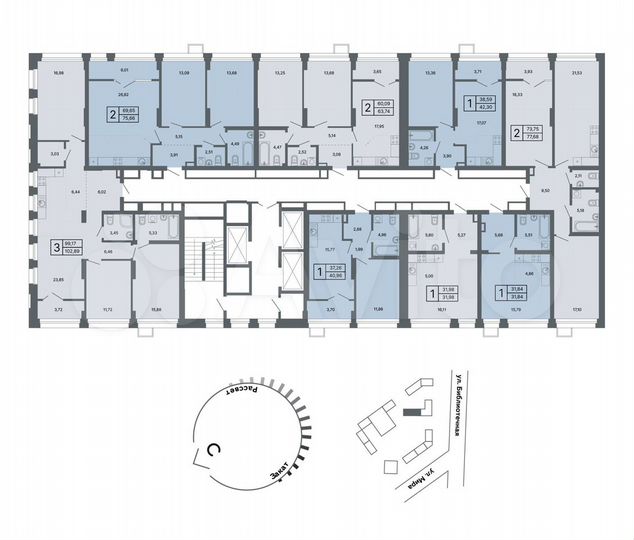 2-к. квартира, 75,1 м², 5/24 эт.