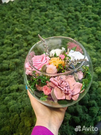 Роза в колбе. Флорариум. Цветы в вазах, шарфах, от