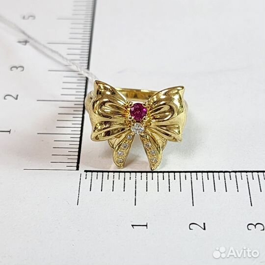 Золотое кольцо с рубином и брилл (05420000887)