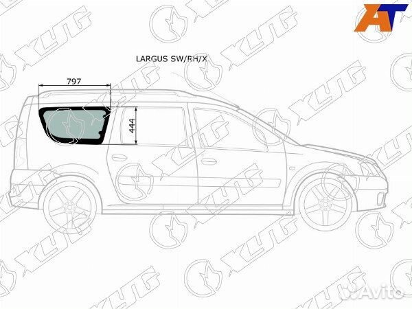 Стекло кузова боковое (не опускное) LADA largus