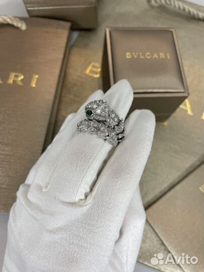 Кольцо bvlgari serpenti золотое с бриллиантами