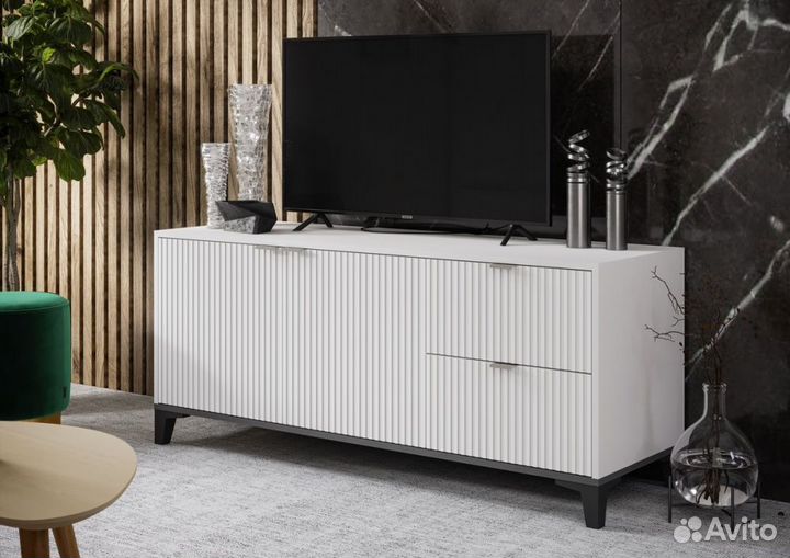 Тумба под тв с фрезеровкой комод в стиле IKEA