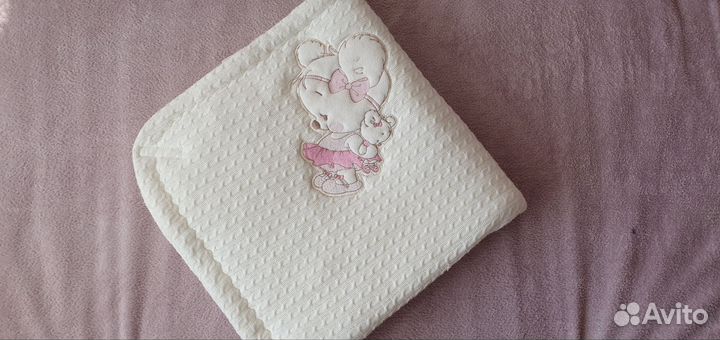 Плед-конверт детский вязаный утепленный