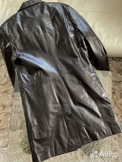 Кожаный плащ, мужской