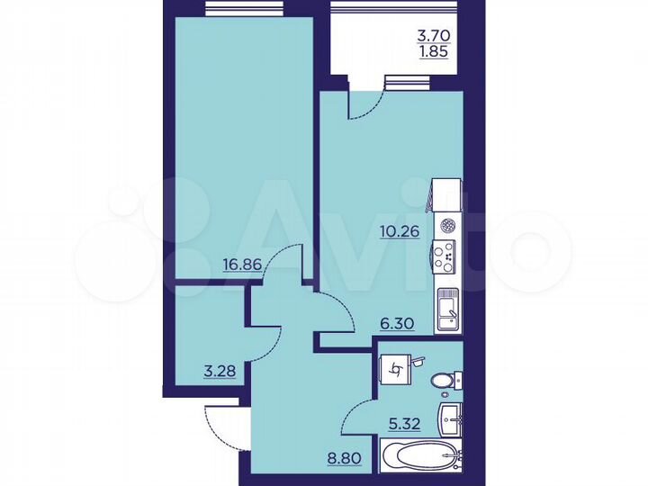 1-к. квартира, 52,7 м², 2/18 эт.