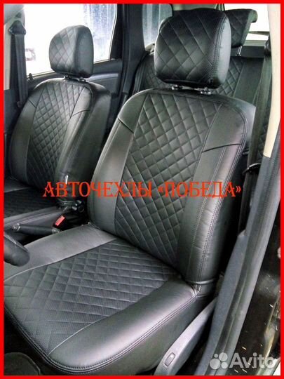 Чехлы Renault Duster 2 из экокожи чёрные Ромб