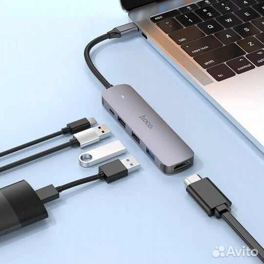 Type-C хаб 5в1 (USB-C + 2xUSB2.0 + USB3.0 + hdmi)