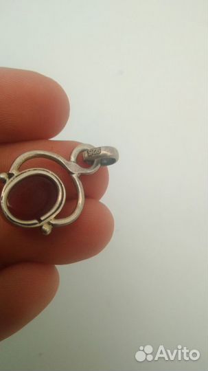 Подвес вставка сердолик серебро 925 проба, сере