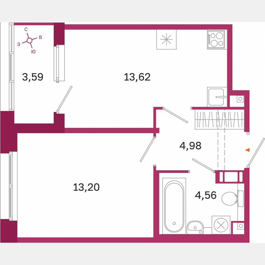 1-к. квартира, 38,2 м², 3/10 эт.
