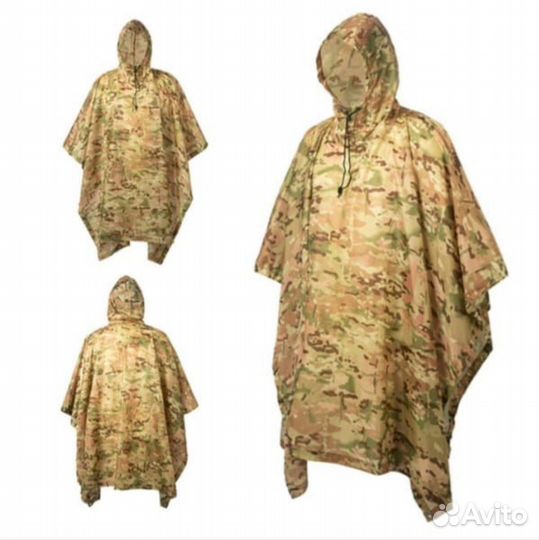 Дождевик плащ пончо тактический мультикам