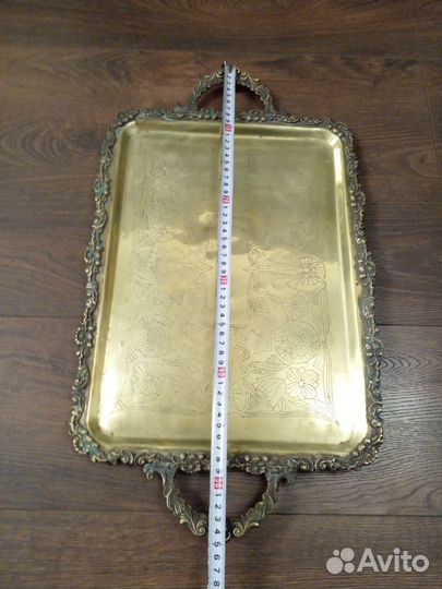 Старинный латунный поднос