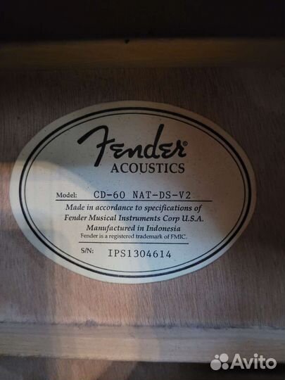 Гитара Fender cd-60 NAT-DS-V2 в отличном состоянии