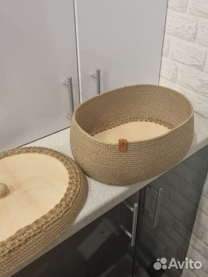 Корзина/хлебница из джута ручной работы