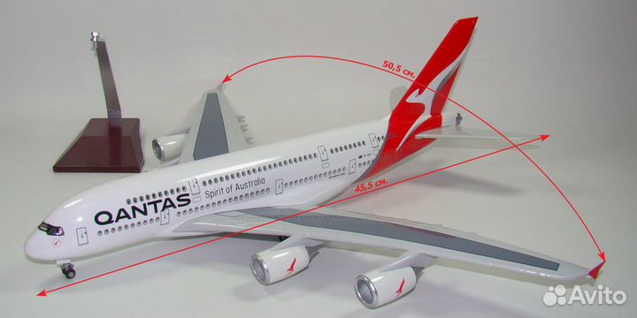 Модель самолета Airbus A380 Qantas 1:160 (с подсве