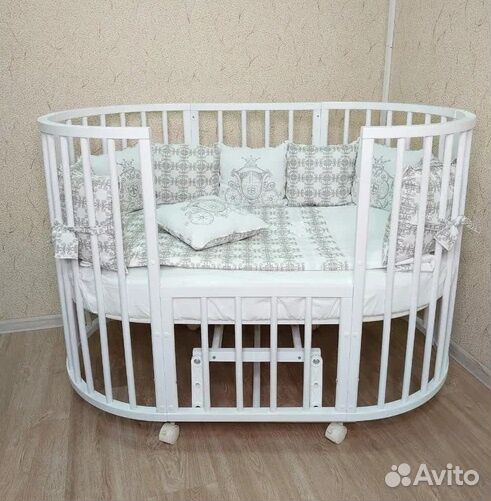 Круглая овальная кроватка 7в1