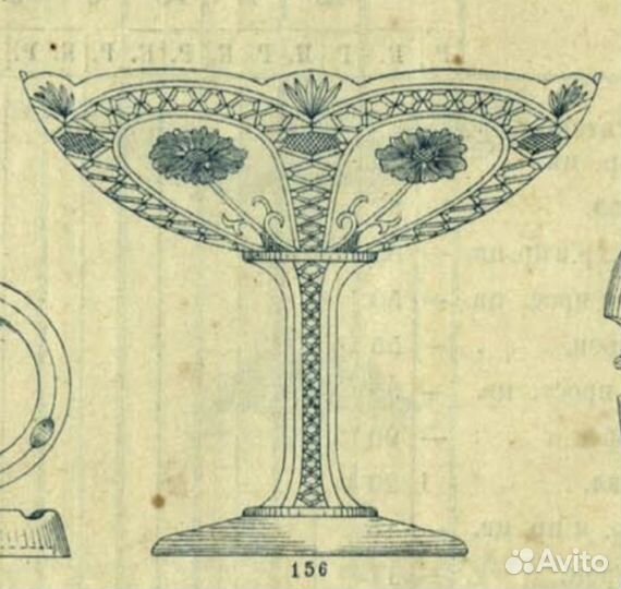 Старинная ваза на ножке, прессованное стекло