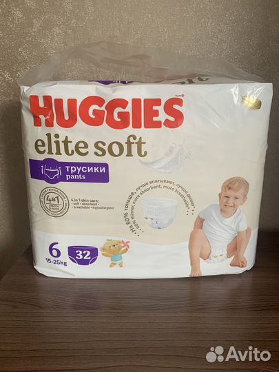 Подгузники трусики Huggies elite soft 6 32шт